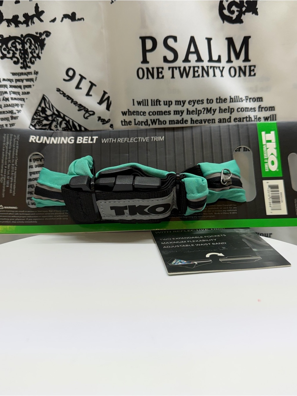 TKO Mint Green Running Belt with Reflective Trim